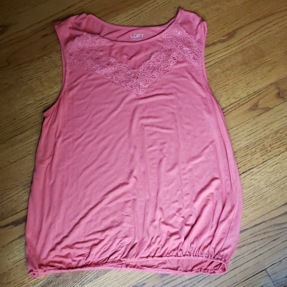Loft Large 95% Rayon 5% Spandex Shirt with lace